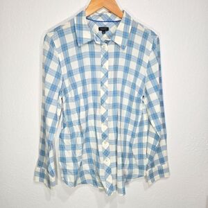 Talbots Large Plaid Button Up Cotton Shirt